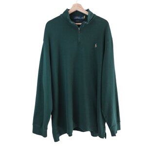 POLO RALPH LAUREN Men's Green Estate Rib Long Sleeve Polo Shirt Size XXL